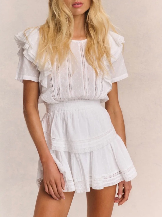 LoveShackFancy Dresses & Skirts - LoveShackFancy- Natasha Double Ruffled Flutter Sleeve White Mini Dress. Size: XS